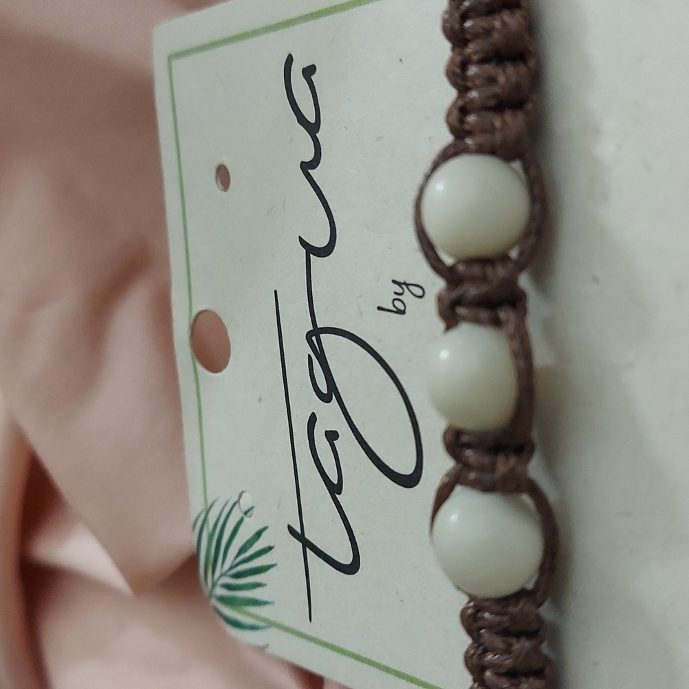 Tagua Vegetable pearls tagua nuts Cotton cord boho adjustable bracelet Anklet